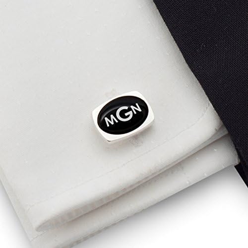 Three Letter Monogram, Engraved Cufflinks, Custom Cufflinks, Mens cufflinks, Black Onyx stone 925 Silver, Gift Message, Box, Handmade