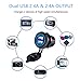 Zeato 4.8A Dual USB Charger Socket Waterproof Power Outlet 5V [2.4A & 2.4A] Dual Ports Fast Charge Adapter for iPhone Smartphone Car Boat Marine RV Mobile (Blue)
