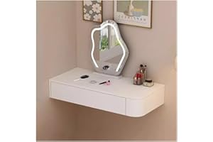 Floating Makeup Vanity Desk with 1/2/3 Drawers, Wall-Mounted Vanity Table for Small Space Multi-Purpose Makeup Table(White Le