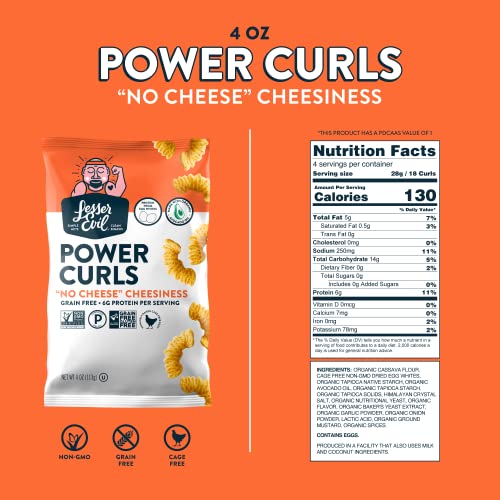 LESSEREVIL POWER CURLS EGG AND CHEESE, 4 OZ
