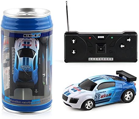 Anwish Mini-RC Car Radio Remote Control Car with Pop can packaging （package include 4PCS Road Blocks） (Blue)