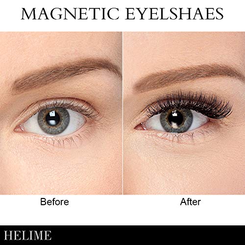 Magnetic Eyelashes with Eyeliner Kit, HELIME Natural Look Fake Eyelashes and Waterproof Magnetic Eyeliner and Reusable, 3D False Eyelashes without Glue Adhesive, Light Weight and Easy to Wear - Thumbnail 3