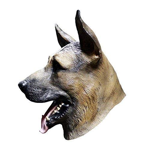 The Rubber Plantation TM 619219292283 German Shepherd Alsatian Latex Mask Dog Canine Animal Halloween Pet Fancy Dress Costume Accessory, Unisex-Adult, One Size, Brown