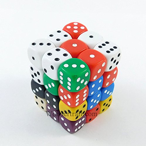 Assorted Round Opaque 12mm 36 Dice by Koplow Games