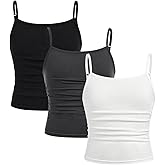 SOLY HUX Girl's Tank Tops 3 Packs Cute Ruched Spaghetti Strap Camisole Slim Fit Undershirts