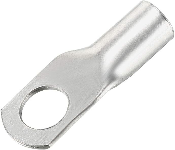 sourcing map Copper Wire Lugs,10AWG SC10-6,Bolt Hole,Battery Cable Ends Eyelets Crimp Tubular Ring Terminals Connectors Silver Tone 10Pcs - Image 4