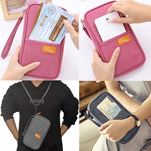 FLYMEI Travel Wallet Passport Holder, Family Passport Holder with Hand & Neck Strap Travel Wallet Organizer RFID Blocking Document Organizer Bag Ticket Holder for Women/Men 7 FLYMEI Travel Wallet Passport Holder, Family Passport Holder with Hand & Neck Strap Travel Wallet Organizer RFID Blocking Document Organizer Bag Ticket Holder for Women/Men