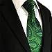 S&W SHLAX&WING Neck Tie Sets for Men Matching Necktie Dark Green Paisley Extra Long Size 63