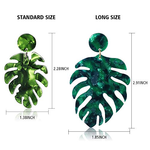 Acrylic Earrings for Women Drop Dangle Leaf Earrings Resin Minimalist Bohemian Statement Jewelry (Acrylic earrings Long Green) - Thumbnail 4