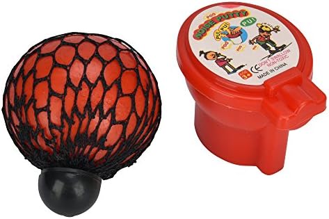 Squishy Mesh Ball Fidget Stress Toys Grape Stress Relief Ball 2.5Inch with Noise Putty Slime for Adults and Kids (Red)
