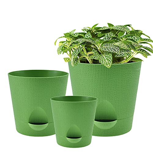 3 Pcs Plastic Plant Pots with Self Watering Exhaust Drainage Root