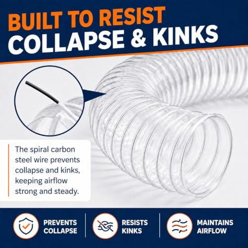 2-1/2"x20' PVC Dust Collection Hose with 4 Stainless Clamps for Woodworking photo 11
