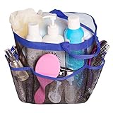 Attmu Mesh Shower Caddy, Quick Dry Shower Tote Bag Oxford Hanging Toiletry and Bath Organizer with 8 Storage Compartments for Shampoo, Conditioner, Soap and Other Bathroom Accessories, Blue