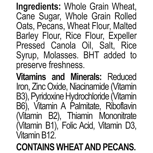 GREAT GRAINS CRUNCHY PECANS BREAKFAST CEREAL FOR ADULTS, CRISPY FLAKES AND GRANOLA CLUSTERS, NON-GMO, HEART HEALTHY, MADE WITH WHOLE GRAIN, 16 OZ BOX