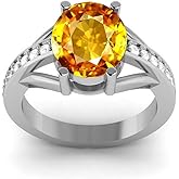 LMDPRAJAPATIS 2.85 Ct. Beautiful Natural Yellow Sapphire Gemstone Art Deco Halo Bridal Silver Ring For Women Ring Size 5-10