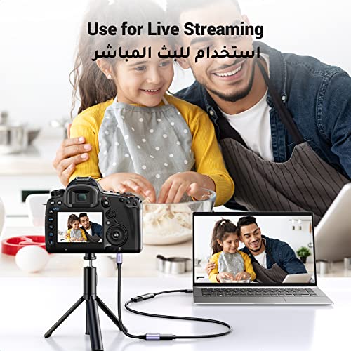 UGREEN Micro HDMI to HDMI Braided Adapter Cable Male to Female High Speed Cable Supports 3D 4K 60Hz 1080P Ethernet Audio Return Compatible for GoPro Hero 6 5,Tablets, Cameras,PS5-Black-0.25 Meter