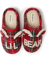 Dearfoams Kids Bear Clog Slippers (Lil Bear, Big Bro Bear, Big Sis Bear) â€“ Cute, Cozy and Comfortable in Classic Patterns - Cushioned Insole with Memory Foam - Indoor/Outdoor Rubber Outsole