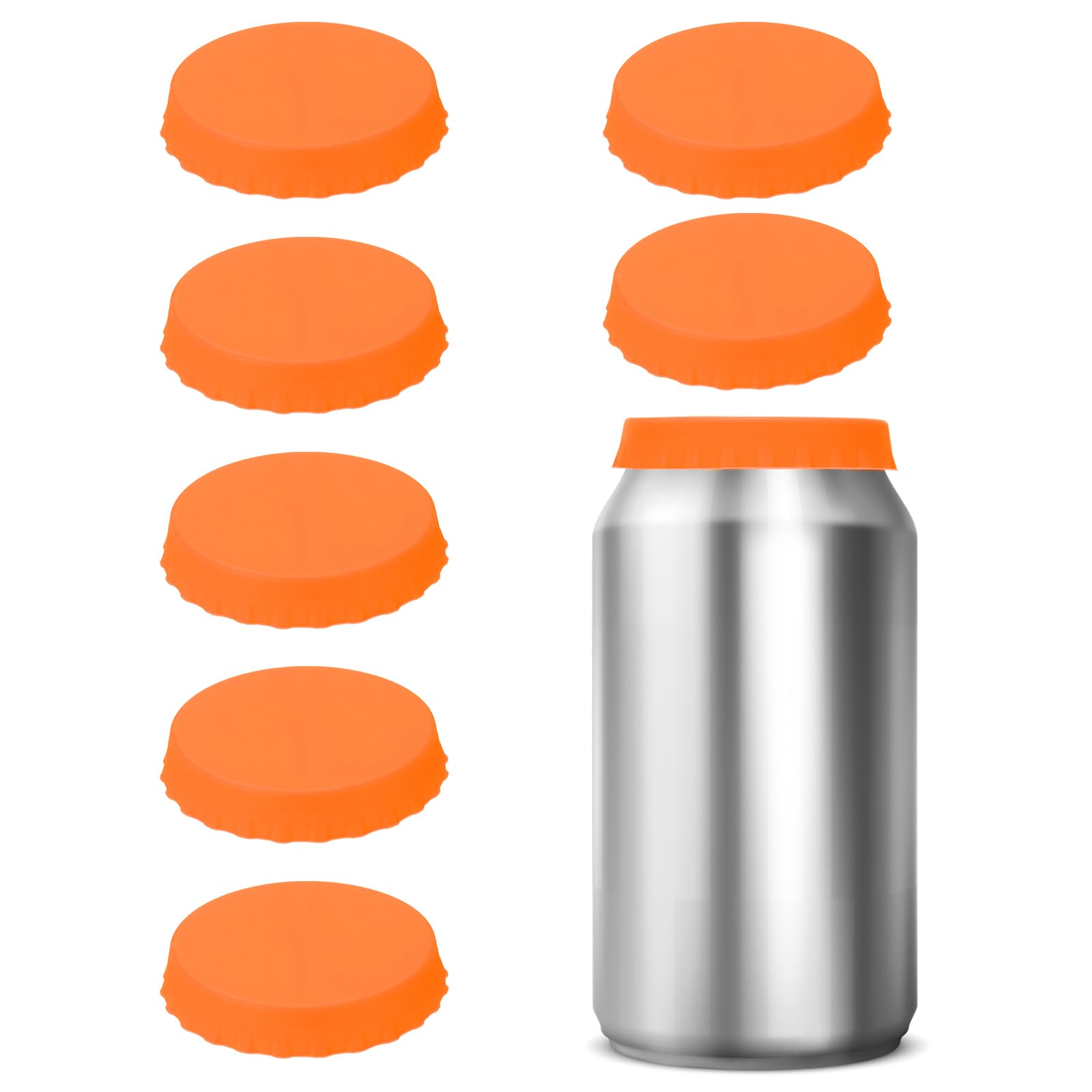 PATIKIL Silicone Soda Can Lids, 8 Pack Reusable Soda Can Cover Stopper Protector for Beer Drink Juice Beverage, Fits Standard Cans, Orange