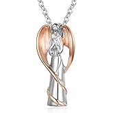 Gisunye Cremation Urn Necklace for Ashes Angel Wing Keepsake Locket Stainless Steel Cross Cremation Jewelry Waterproof Memorial Pendant…