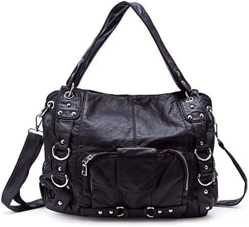 Women Handbag Soft Leather Purse Large Capacity Tote Bag Crossbody Shoulder Bag for Ladies (Black#2)