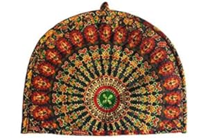 CRAFTINTEGRATION Cotton Quilted Oven Mitts and Pot Holder Set with Tea Cozy – Heat Resistant Kitchen Gloves Teapot Warmer Cozy for Cooking Baking and Serving - Style 5