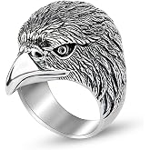 JadeAngel Eagle Ring, 925 Sterling Silver Eagle Rings for Men Gift Vintage Thai Silver Gothic Punk Biker Ring