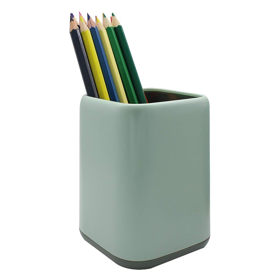 SIPLIV Two-Tone Pencil Holder Pen Containers, Durable Cute Desk Organizer Makeup Brush Holder for Office Classroom Home - Green