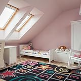 Mohawk Home  Aurora Hopscotch Chalk Colorful Printed Contemporary Kids Area Rug,5'x8',Black
