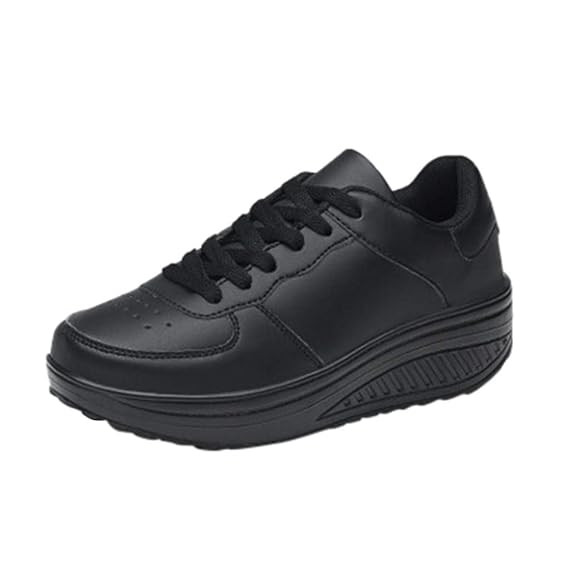 LILIHOT Turnschuhe der Frauen Normallack-Plattform schütteln Schuhe Student Plattform Schuhe Fitness Laufschuhe Damen Stricke