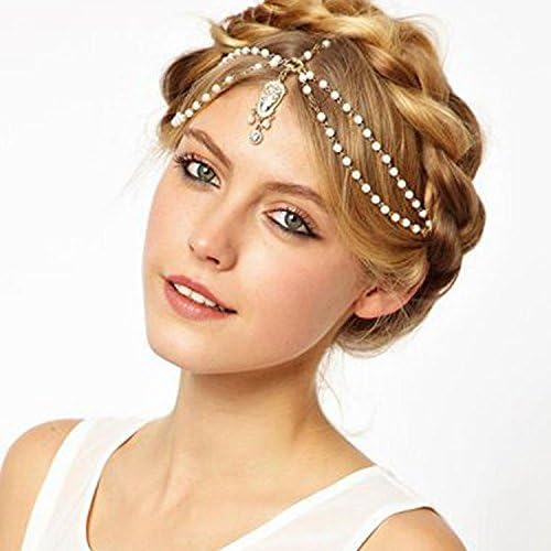 Fashion Women Bohemia Pearl Headband Great Gatsby Wedding Head Chain