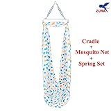 Zura Zura Baby Cradle With Mosquito Net And Spring Set - Blue