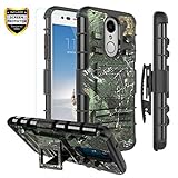 LG Aristo 3 Case,LG Aristo 2 Case/LG Aristo 2 Plus/Rebel 4 LTE/Tribute Empire/Zone 4/Phoenix 4/Risio 3/K8 2018/ K8 Plus/Fortune 2 Case, Armor Rugged Case Belt Clip Holster/Glass Screen Protector,Camo