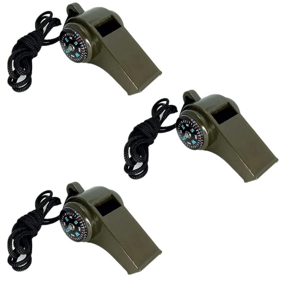 Shiwaki 3PCS Compass Whistle Outdoor Camping Hiking Whistle with Compass Function Lightweight Multipurpose Mountain Travel Tools Whistle