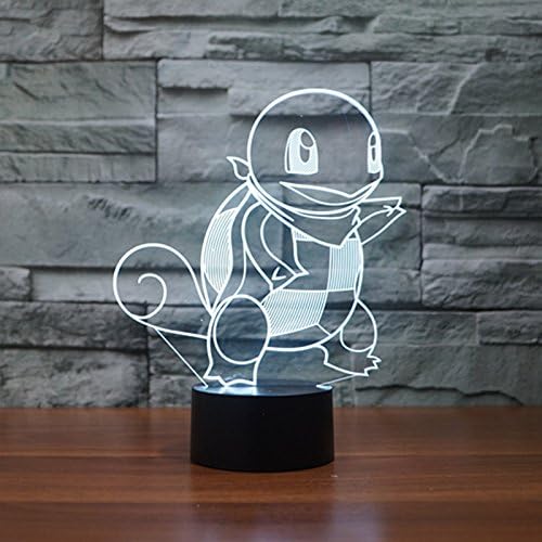 Pokemon Go Squirtle 3D Night Light 7 Color Change LED Desk Lamp Touch Button Room Decor