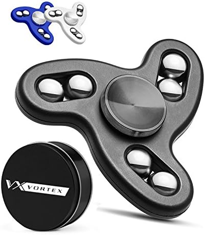 Vortex Spinners - Certified Upgraded High Speed Fidget Spinner Toy with Additional R188 Bearing in Premium Metal Gift Box, 2-5 min of Spin Time (black)