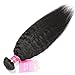 MeiYou 12A Kinky Straight Hair 3 Bundles Yaki Human Hair Weave Unprocessed Brazilian Virgin Remy Sew in Hair Extensions Natural Black (16.18.20)