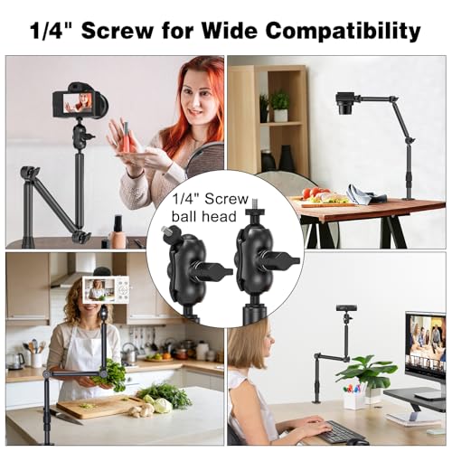 Rodison 78.4 cm Webcam Stand Mount with 1/4 Inch Screws for DSLR Cameras | Table Mount Camera for Ring Light, Project, Logitech Webcam, Handcam, Gopro Hero 8 7 6 5