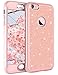 iPhone 8 Case, iPhone 7 Case Rose Gold for Women Girls, Tobomoco Shockproof Drop Protection 3 in 1 Glitter Bling Sparkly Hybrid Slim Hard Cover Soft Silicone Bumper Protective Case for iPhone 7/8