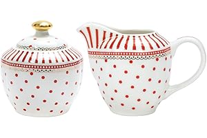 RockTrend Stripe Polka Dot Ceramic Coffee Serving Set Creamer and Sugar Bowl Set