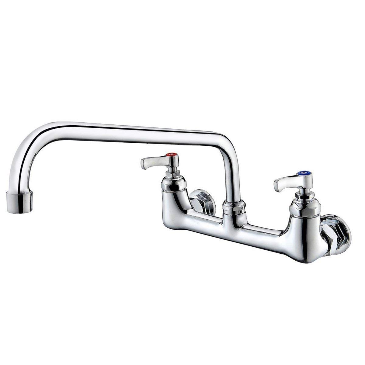 Commercial Pre-Rinse Kitchen Sink Taps Wall-Mounted Swing Nozzle Brass Polished Chrome POUGEO 8 Inch Center Kitchen Mixer Sink Faucet