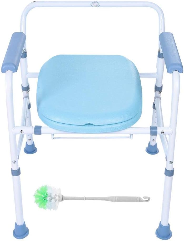 Jeffergarden Commode Chair Folding Bucket Mobile Toilet Stool Antimicrobial Protection Potty Anti-slip Portable Toilet Seat for Home