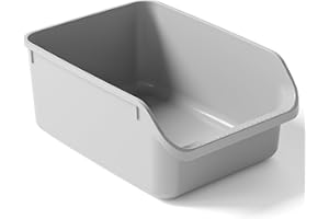Pawsayes Kitten Cat Litter Box with High Sides Anti-Splashing for Indoor Cats Low Entry Kitty Litter Boxes (Grey)