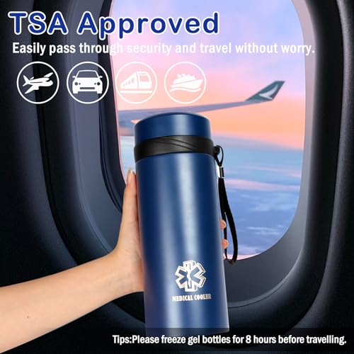 Prnaiev Hielera para Insulina - Estuche para Insulina de Viaje con Porta Insulina para Viaje, Mantiene Frío 60 Horas, Capacidad para 4-7 Plumas de Insulina,900ml, Azul