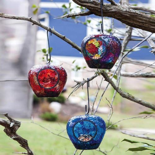 Hanging Apple Shaped Mosaic Glass Bird Feeders Amazon Co Uk