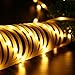 Icicle Solar Rope Lights, 33ft 100 LED Waterproof Solar String Lighting for Indoor/Outdoor, Patio, Lawn, Garden, Christmas, and Holiday Festivals Decorations (Warm White)