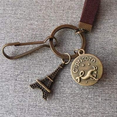 dfhfdh Keychain 12 Constellation Pendant Key Chain Men And Women Key Ring Capricorn