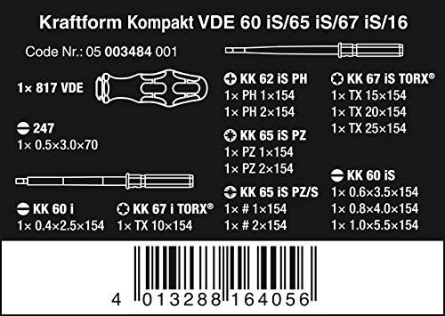 Wera 05003484001 Kraftform Kompakt VDE 16 extra slim 1, Isolierter Schraubendreher Wechselklingen Satz, 16-teilig – Bild 3