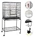 Gaintex 63” Rolling Bird Cage with Stand & Storage Shelf Large Wrought Iron Cage for Cockatiel Conure Parakeet Lovebird Canary Finch Budgie Pet House 4 Feeding Doors and Cupsthumb 2