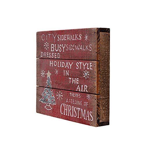 YK Decor Christmas Wood Plaque Decorative Wall Plaque Sign with Saying Rustic Pallet Wall Art Sign (Color C-8x8)