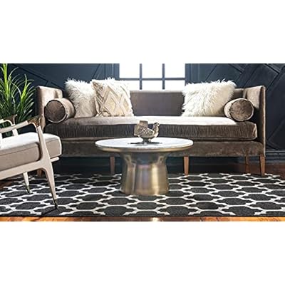 Unique Loom Trellis Collection Modern Morroccan Inspired with Lattice Design Area Rug, Rectangular 3' 3" x 5' 3", Black/Beige 51xr07%2BCxbS